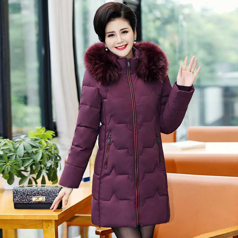 

Plus Size  2020 Winter Jacket Women Long Coat Casual Fur Collar Winter Jacket Women Parka Hooded Warm Down Outerwear, Red