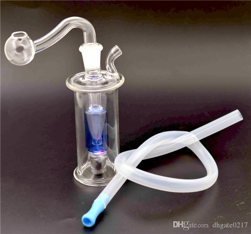 

Recycler Glass Bong LED Light Dab Oil Rig Water Pipes Bongs Inline Perc 10mm Mini Oil Burner Bongs with Glass Oil Burner Pipe and Hose