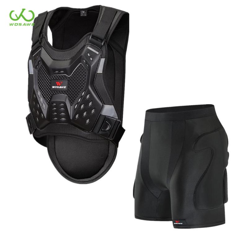 

WOSAWE Vest Jackets Adult Motocross Armor Soft Elastic Protection Shorts Kit Hip BuChest Back Protector Motorcycle Wear Sets