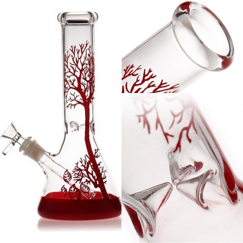 

Red Tree Glass Bong Hookah Glass Water Pipes Beaker Recycler 11 inch Bongs Dab Rig Oil Burner Ash Catcher Bubbler 35mm Bowl