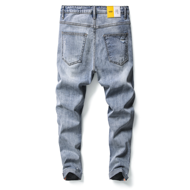 

Fashion Streetwear Mens Jeans Destroyed Ripped Design Pencil Denim Pants Ankle Skinny Men Full Length Jeans Ankle-length Pant, Picture color