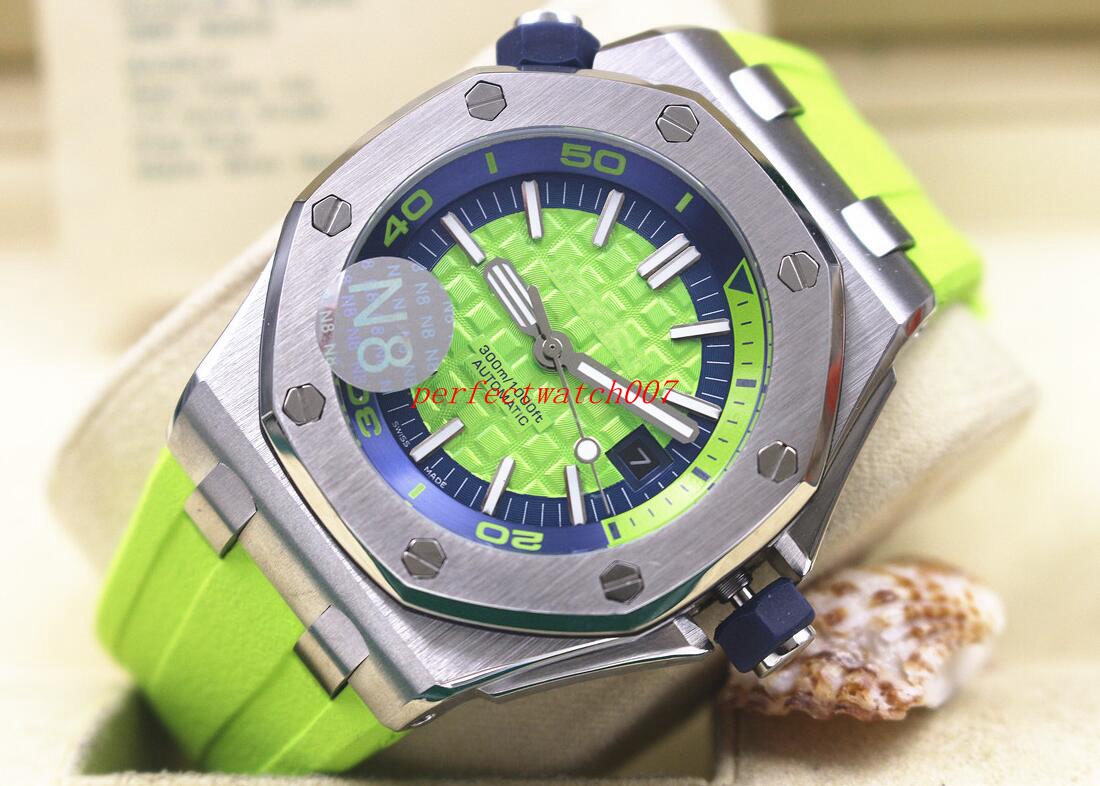 

5 Style Hot Selling luxury 42mm Offshore Diver 15710 15703 15703ST.OO.A002CA.01 Rubber Bands Mechanical Automatic Mens Watches, Slivery;brown