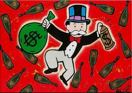

Alec Monopoly Oil Painting On Canvas Graffiti Art Home Decor Luxury Champagne Handpainted &HD Print Wall Art Canvas Pictures 191101