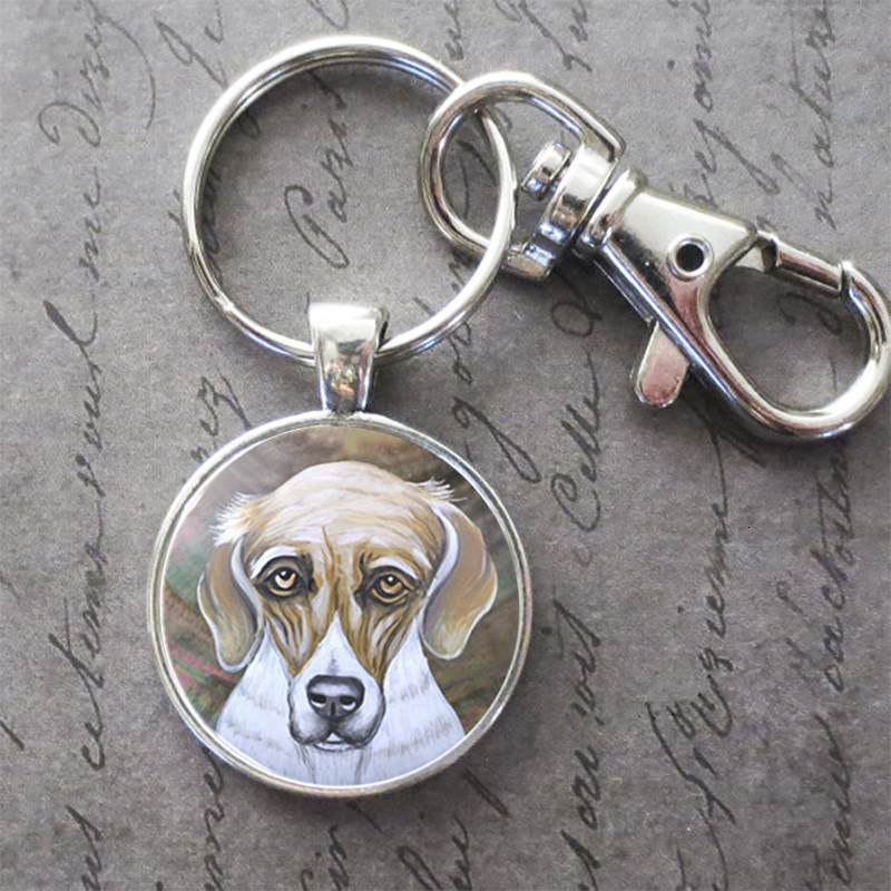

Art Painting Cute Dog Key Ring Key Chain Animal Photo Key Buckle Pendant Birthday Festival Anniversary Gift Jewelry Accessories