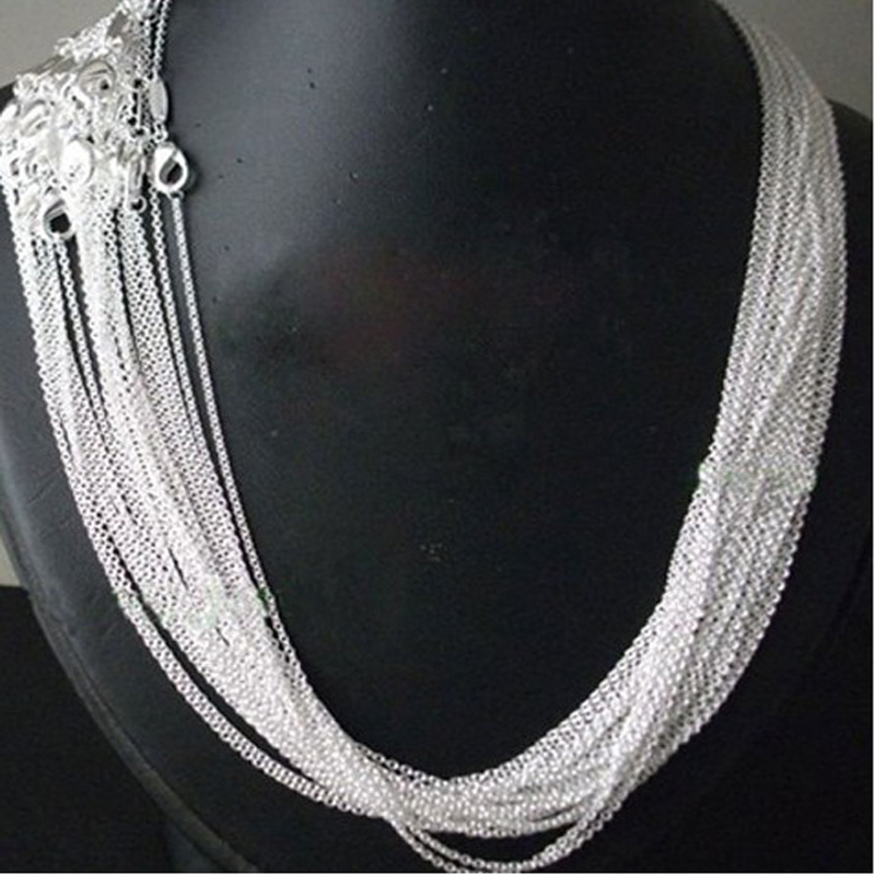 

wholesale price 50pcs/ lot bulk 925 stamped Silver Plated 1mm Link Rolo Chains 16",18" ,20",22",24 inch,fashion women's Jewelry