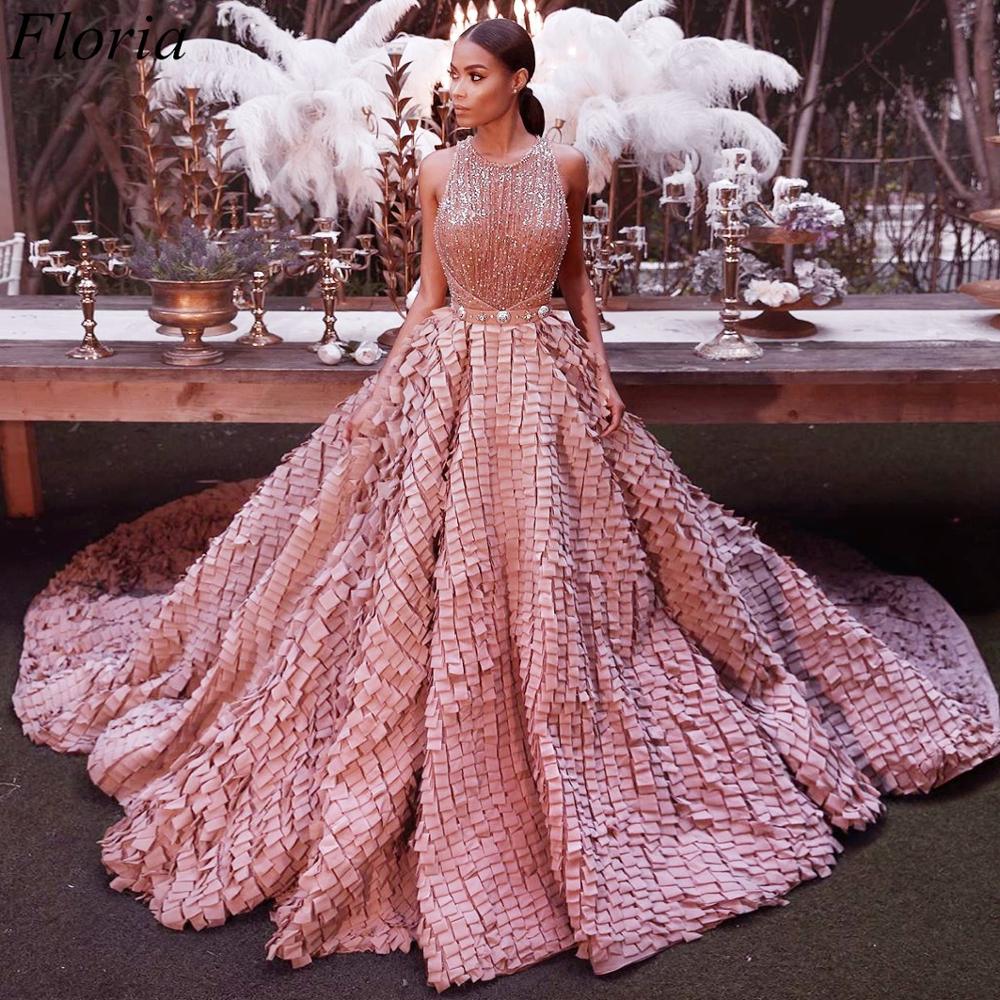 

New Pink Special Celebrity Dress 2020 Dubai Couture Glitter Red Carpet Dress Runaway Fashion Show Pageant Gowns Party, As picture