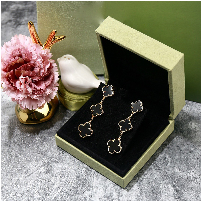 

Agood Fashion Earrings for Women Black Clover Earing Stud 925 Sterling Silver Pin High Quality Luxury Designer Jewelry Women Earrings