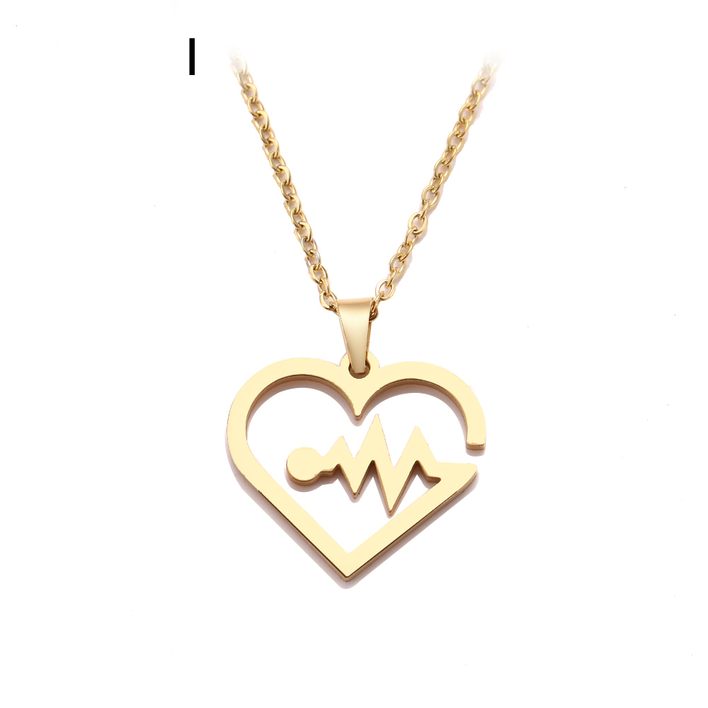 

New Arrival Stainless Steel Necklace For Women Man Electrocardiogram Gold And Silver Color Pendant Necklace Engagement Jewelry Girl Bridal