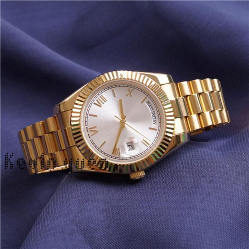 

WholesaleTOP Quality DAY DATE Watch Mens Luxury Watch Day-Date President Automatic Designer gold Watches Mechanical Roma Dial Wristwat, Slivery;brown