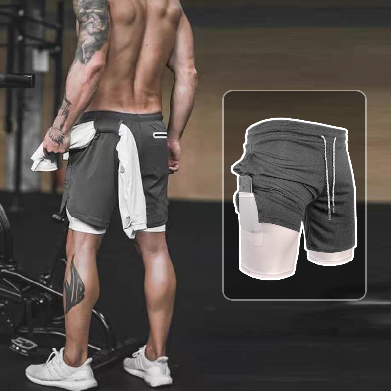 

2020 jogging and quick-drying shorts men's 2 in 1 fitness sports shorts men's gym bodybuilding training quick-drying sports shor, Red