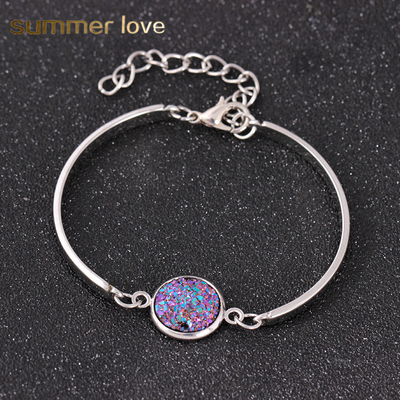 

2019 New Arrival Fashion Nature Stone Charm Bracelet for Women Big Crystal Stone Adjustable Size Gold Silver Handmade Bracelet Party Jewelry