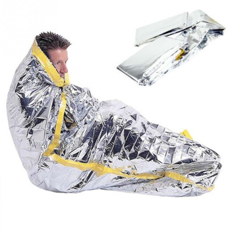 

Portable waterproof reusable emergency sunscreen blanket silver foil camping survival warm outdoor adult children sleeping bag