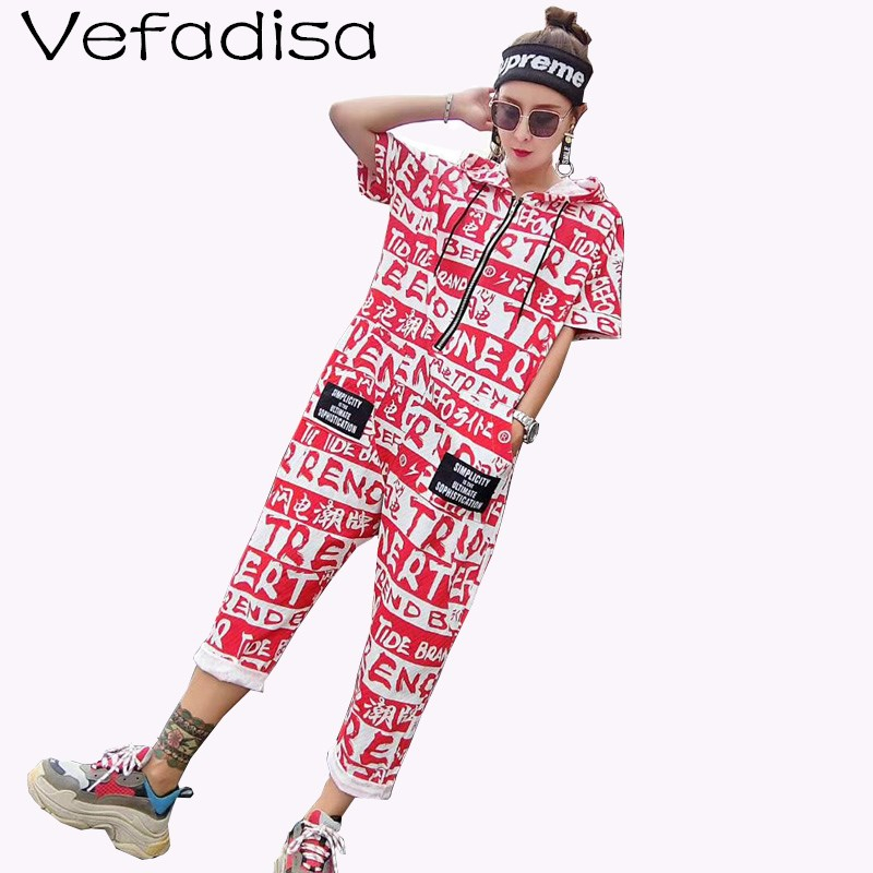 

Vefadisa Newest 2020 Summer Rompers Girl Trousers Cartoon Character Rompers Suit Western style Letter Loose LHX043, Black