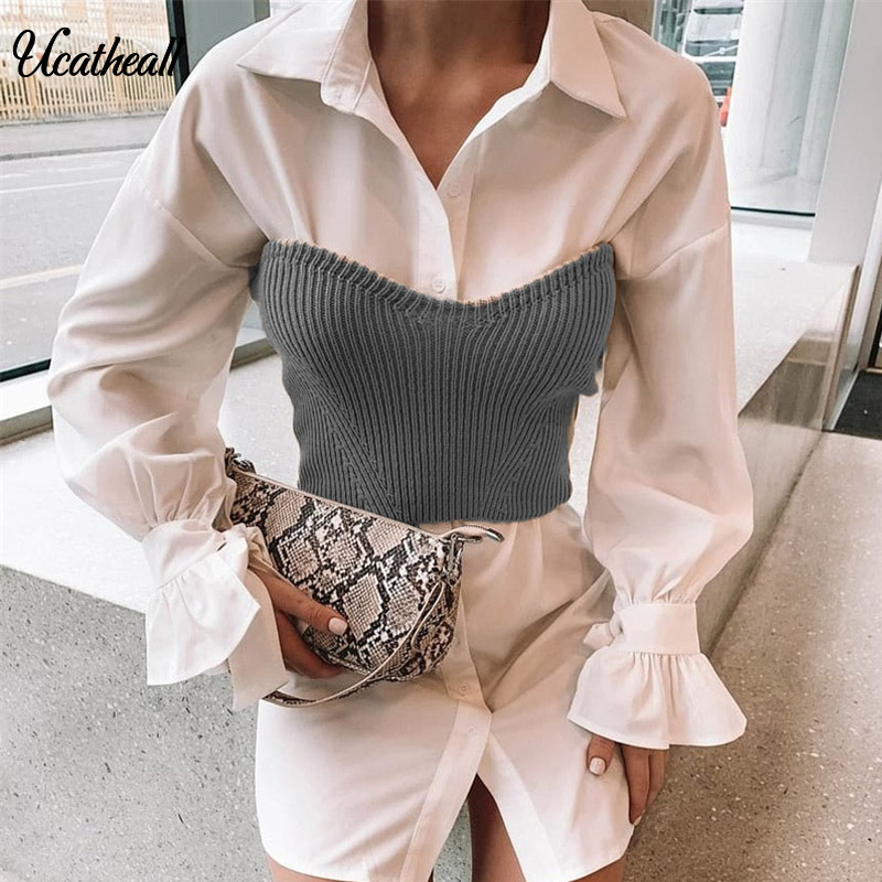 

Spring Women New Pullover Solid Knit Vest Sleeveless Korean Elastic Casual Short Sweater Ribbed Vest Female, Gray