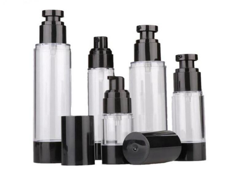 

15ml 30ml 50ml 80ml 100ml 120ml Empty Black Airless Pump Dispenser Bottle Refillable Lotion Cream Vacuum Spray Bottle Atomizer