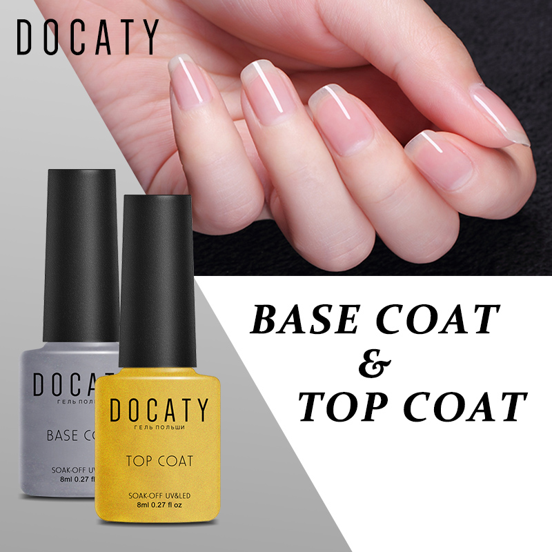 

Docaty 8ml Gel Nail For Top And Base Semi Permanent Top Coat UV Gel Base Coat Primer For Nails Lacquer