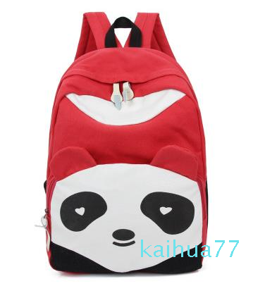

Designer-Fashion Lovely Canvas Panda Canvas Women Backpack School Student Shoulder Bags For College Mochilas Nylon Casual Daypacks, Red