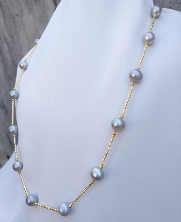 

Good buyer, prompt payment, valued customer, highly recommended. 9-10MM Round natural South Sea Gray pearl necklace 19 ", Silver