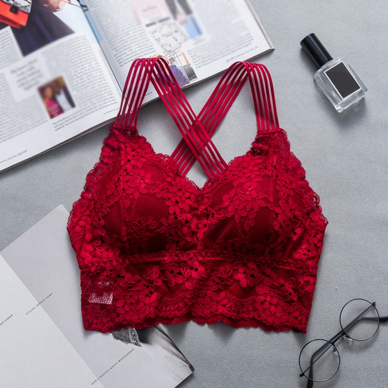 

Sexy Women Lace Strap Bras Tube Tops Fashion Cross Beauty Back Tank Tops Underwear