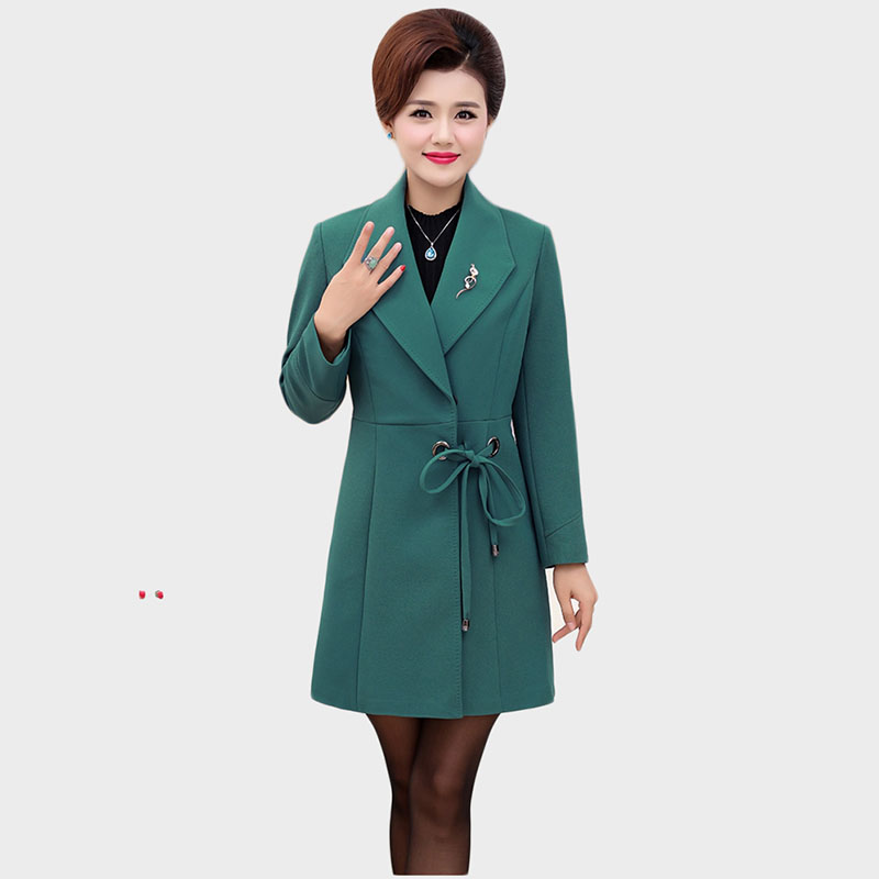 

NEW Elegant Women coat High quality autumn Large size Windbreaker Middle age clothing spring Outwear Korean fashion clothing 78, Green
