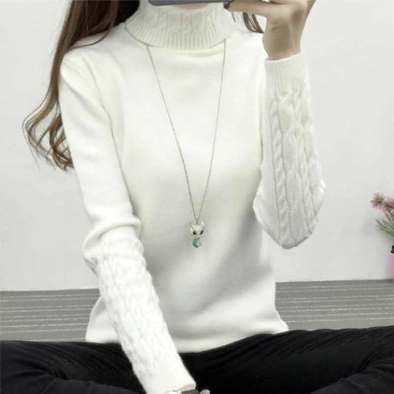 

Women Turtleneck Winter Sweater Women 2020 Long Sleeve Knitted Sweaters And Pullovers Female Jumper Tricot Tops, White