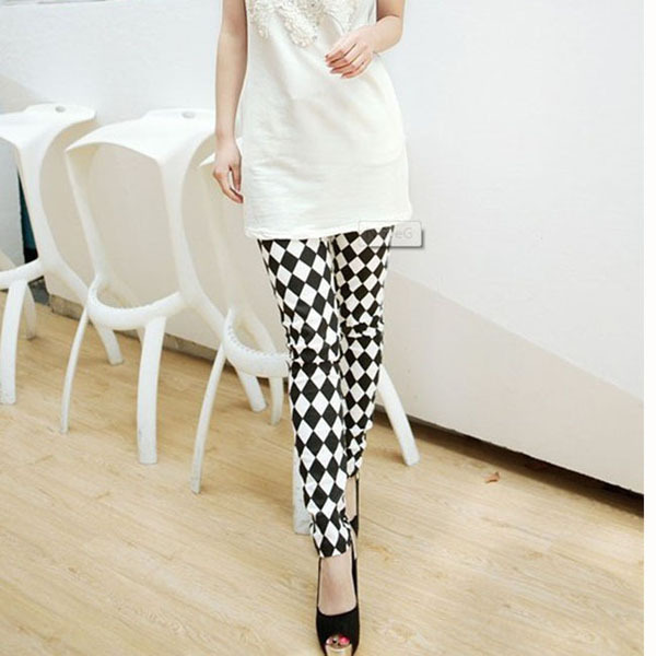 

New Sportswear Running Jogging Trousers Gym Slim Women Yoga Pants Lozenge Pattern Female Ankle-Length Pants Yoga, Houndstooth