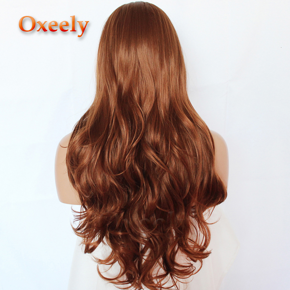 Oxeely Natural Brown Wave Synthetic Hair Wigs 10 Long Wavy Hair 6