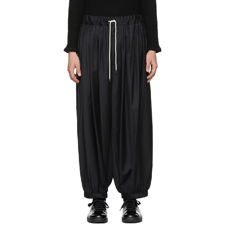 

27-44 New 2018 Men's clohting Hair Stylist fashion Casual pants Wide Leg Pants Loose Lantern plus size costumes, Black