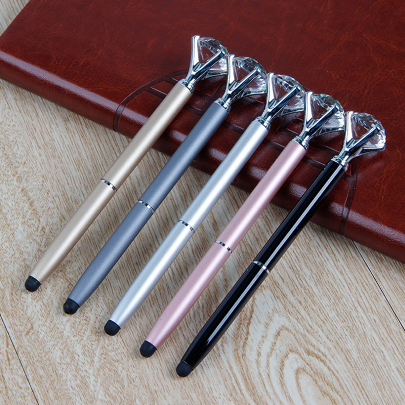 

New Big diamond capacitive touch screen Ballpoint Pens Black Ink Business School Office Wedding Christmas Birthday Gift, As picture