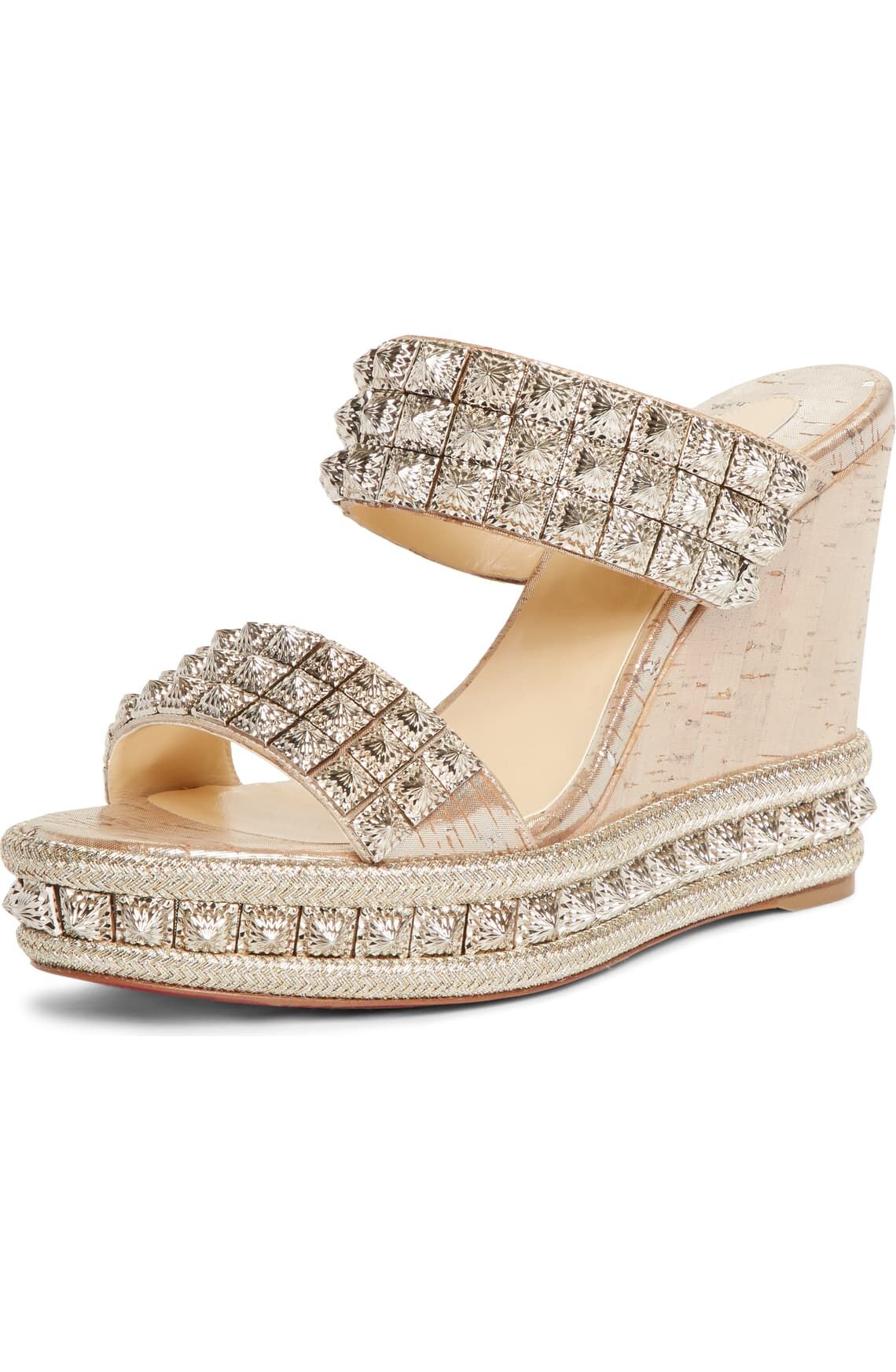 Été femmes Sandales d'été rouge Bas Chaussures Wedges Talons, Luxe Rouge Soles ECU Wedge glisser soirée de mariage des femmes de cristal sandale