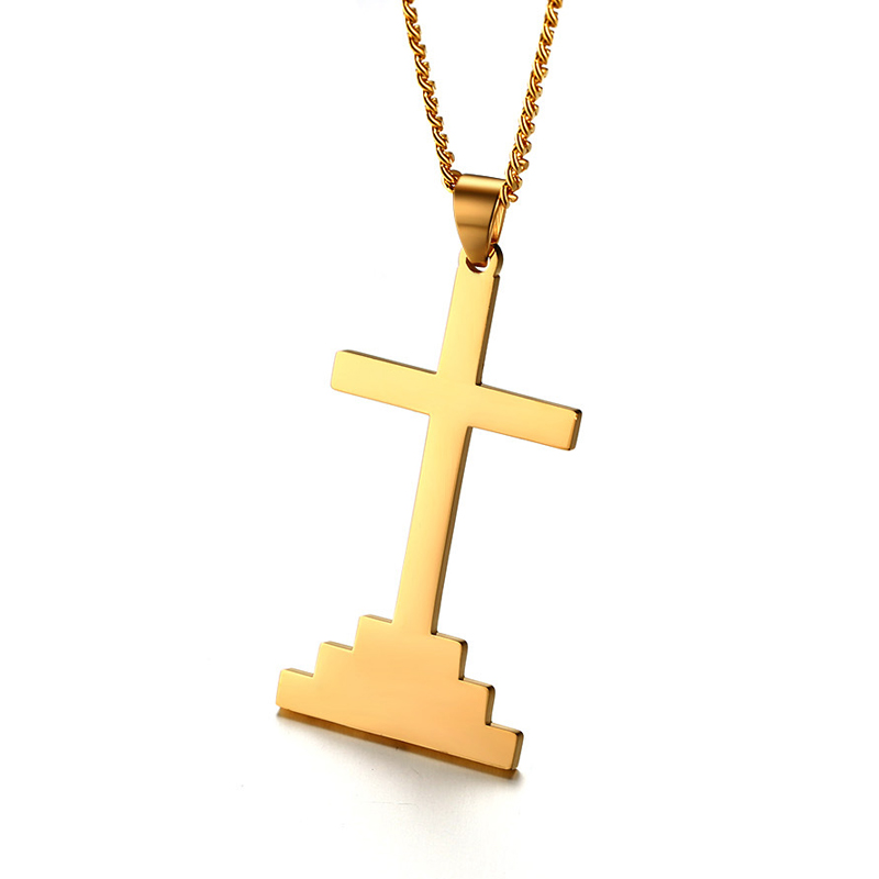 

Men's Stainless Steel Cemetery Cross Pendant necklace Euramerica Punk Cross Pendant Men's Necklace Long Chain Jewelry Dropship