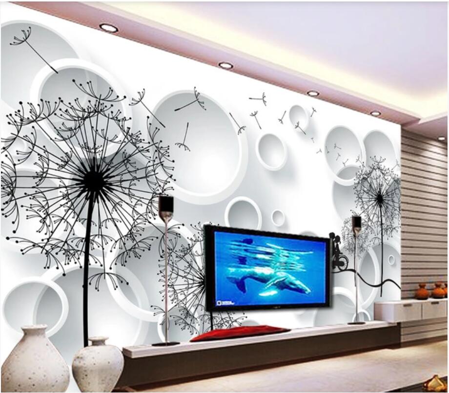 

3d wallpaper custom photo mural 3D three-dimensional dandelion bedroom sofa TV background wall stickers murals wallpaper for walls 3 d, Non woven