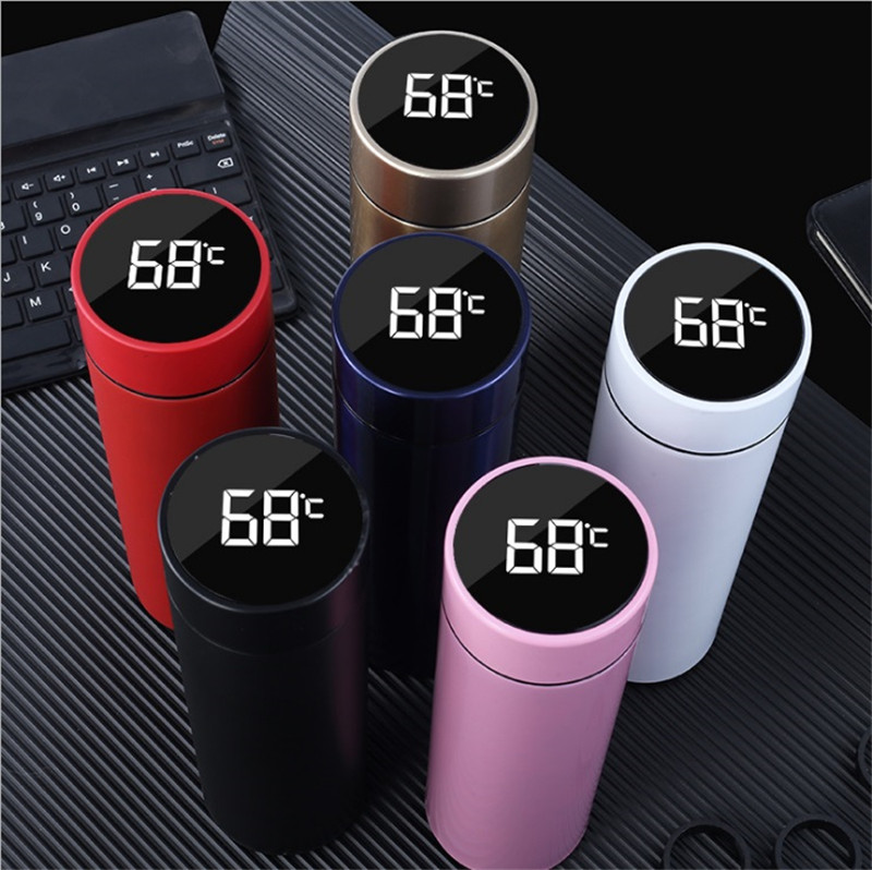 

LED Temperature Display Vacuum Cup 500ml Vacuum Flasks Stainless Steel Insulation Mugs Christmas Halloween Gift Water Bottles
