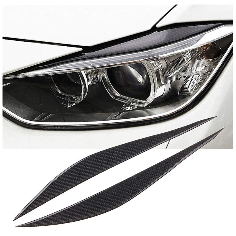 2Pcs Carbon Fiber Upper Headlight Eye Brow Lids Cover For BMW F30 3-Series 12-17