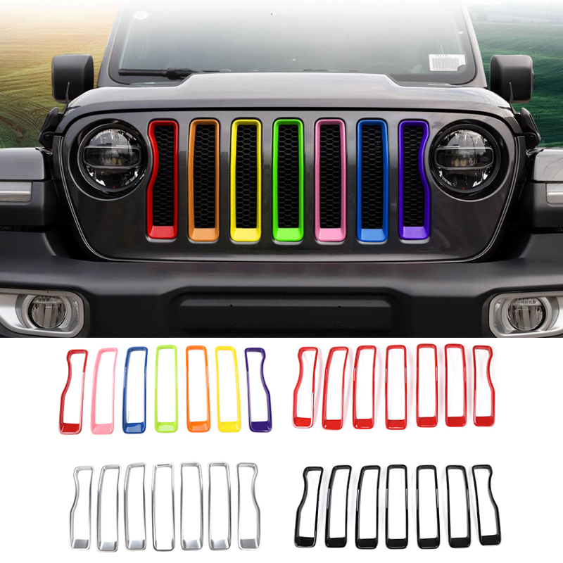 

Car Front Mesh Grille Ring ABS Decoration Cover For Jeep Wrangler JL 2018+ Auto Exterior Accessories