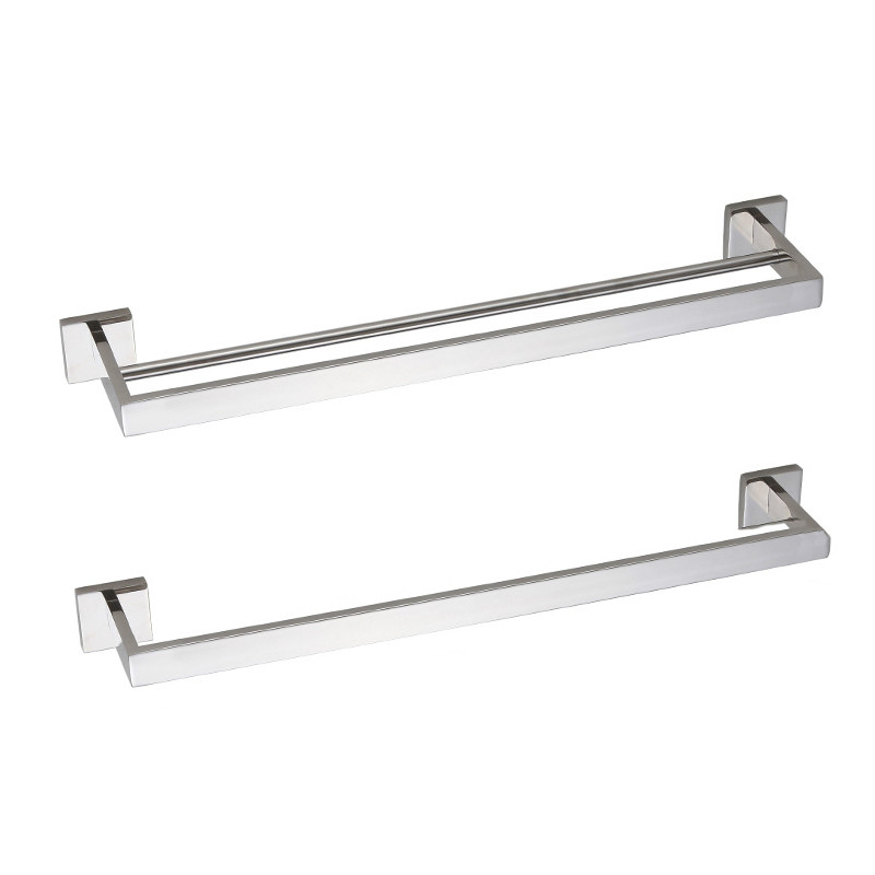

Bathroom Brief Square Towel Racks Wall Mounted 304 Stainless Steel Towel Rail Bar Mirror Polished Chrome 1 & 2 Bars Choice, White