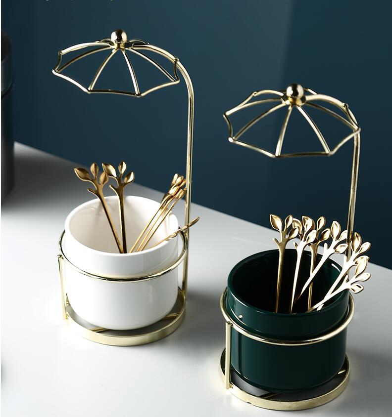 Fruit fork pot Dinnerware Sets creative lovely household European light luxury stainless steel stick cake snack forks spoon-image-531400873