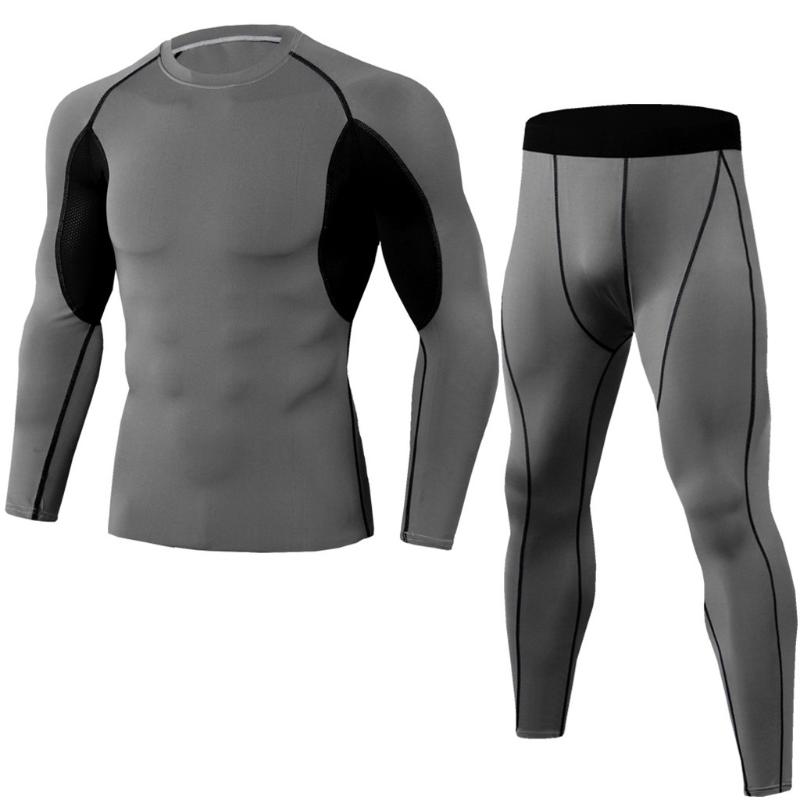 

Gym clothes Men's Tracksuit Sport Suit Fitness Compression Clothing Running Jogging Sport Wear Exercise Workout Tights, Black