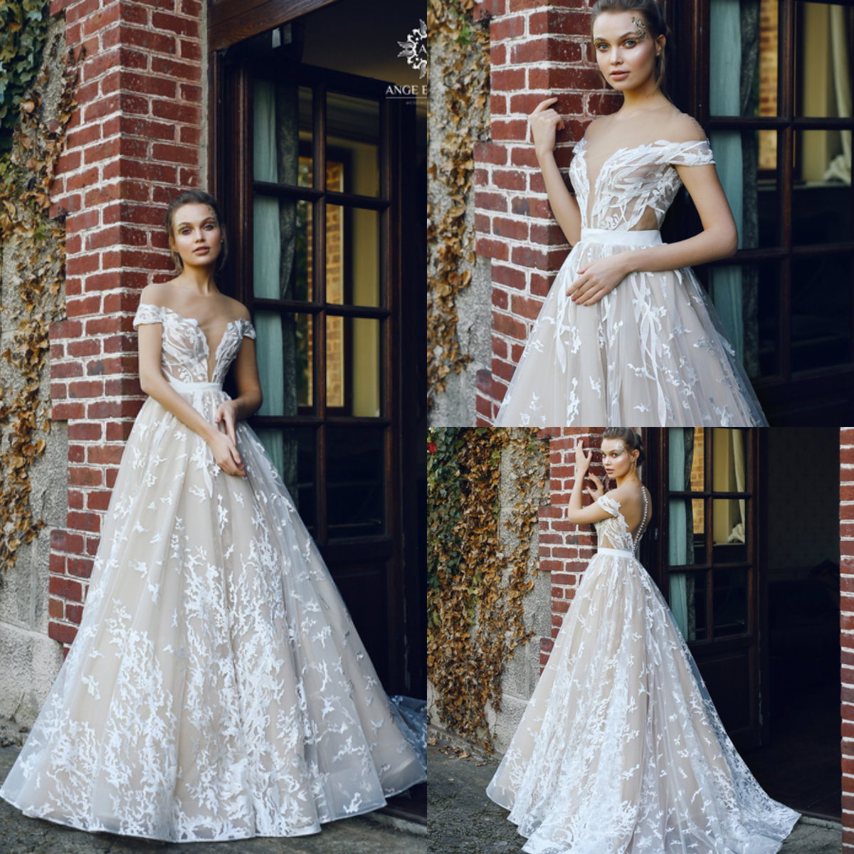 

2020 Champagne Wedding Dresses With White Lace Applique A Line Sweep Train Beach Wedding Dress Custom Made Bridal Gowns Vestidos De Novia