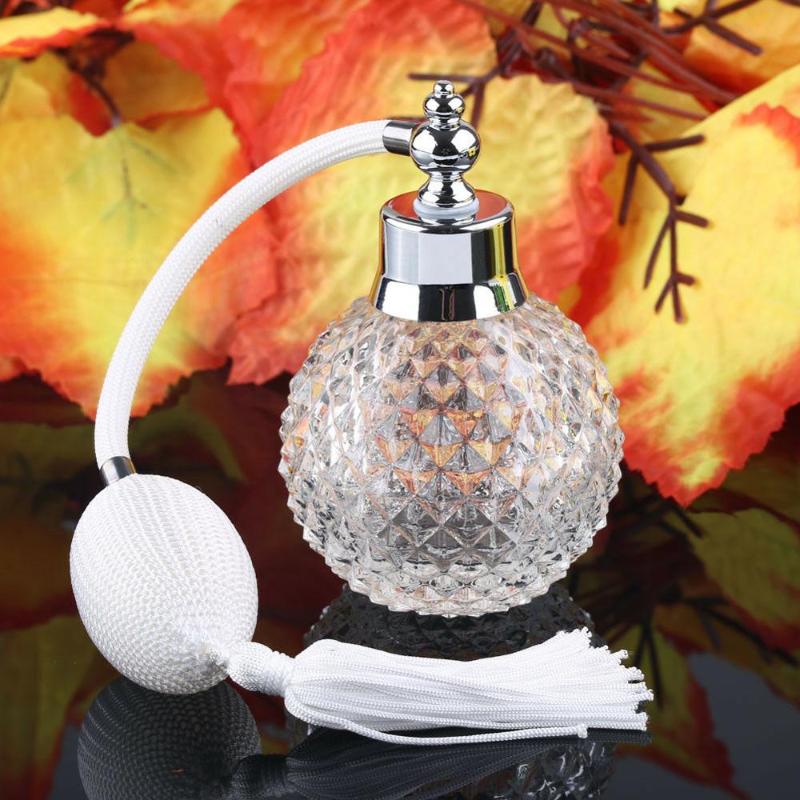 

100ml White Vintage Crystal Perfume Bottle Long Spray Atomizer Refillable Glass Lady Gift