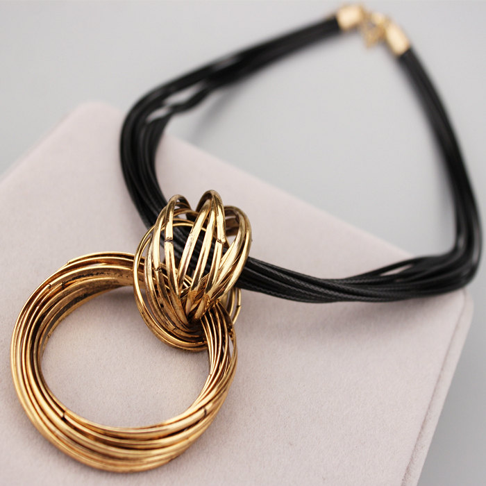 

Wholesale Fashion Accessories Jewelry Multilayer Leather Rope Necklace Statement Choker Necklace & Pendants for Women X1639