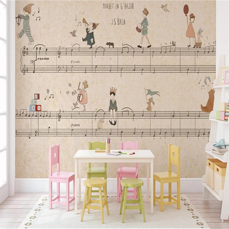 

Dropship Custom 3D Wallpaper Mural Cartoon Music Background Wall Decoration Painting Notes Kids Decoration Painting W, As pic