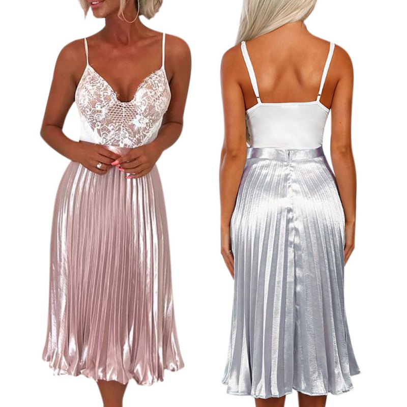 

Summer Fashion New Women Skirts Night club Skirts Wrinkle Waist Backless Slim Mid-length Skirt, Gray
