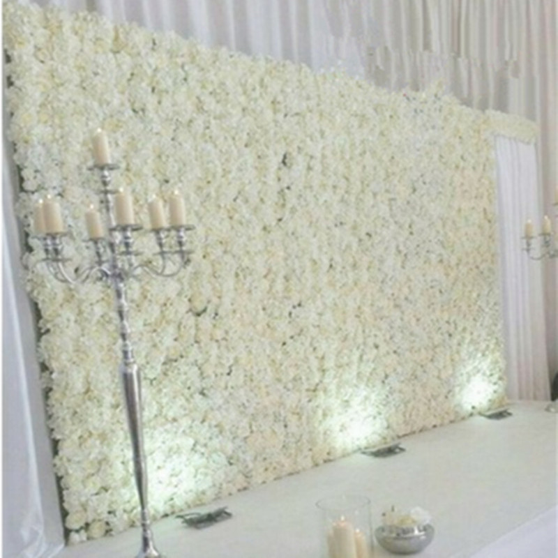 

40*60cm Customized White Series Silk Artificial Flower Panel Wedding Party Decoration Wedding Romantic Flower Background Decoration, As pic