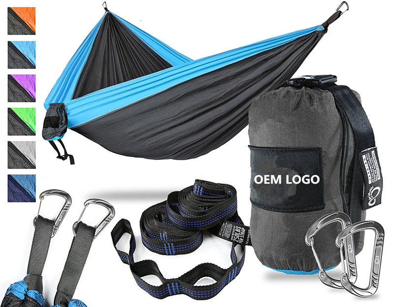 

Camping Hammock Portable Nylon Safety Parachute Hiking Hanging Outdoor sleeping bag Leisure Hammock sleeping banging bed bag