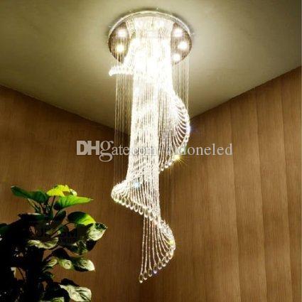 

Modern K9 Crystal Spral Raindrop Chandelier Lighting Flush Mount LED Ceiling Light Fixture Pendant Lamp for Dining Room Bathroom Bedroom