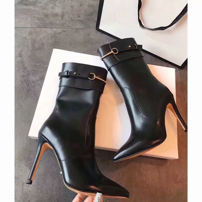 

Hot Sale-Womens Half High Thin Heel Pointed Toes Mid-calf Booties Ladies Knight Cow leather Boots Size 35-40 [Original Box], With brand logo