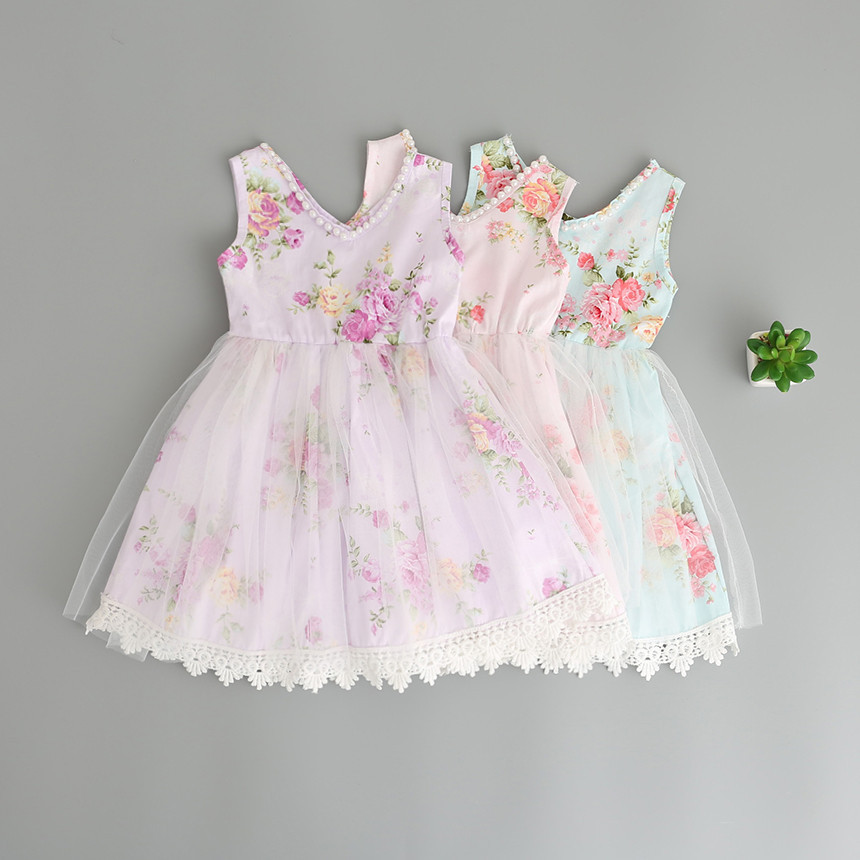 

Baby Girls Broken Flower Lace Tutu Dress 2017 New Summer Dresses Childrens Sleeveless for Kids Clothing Party Dress 3 Colorsg, Pink
