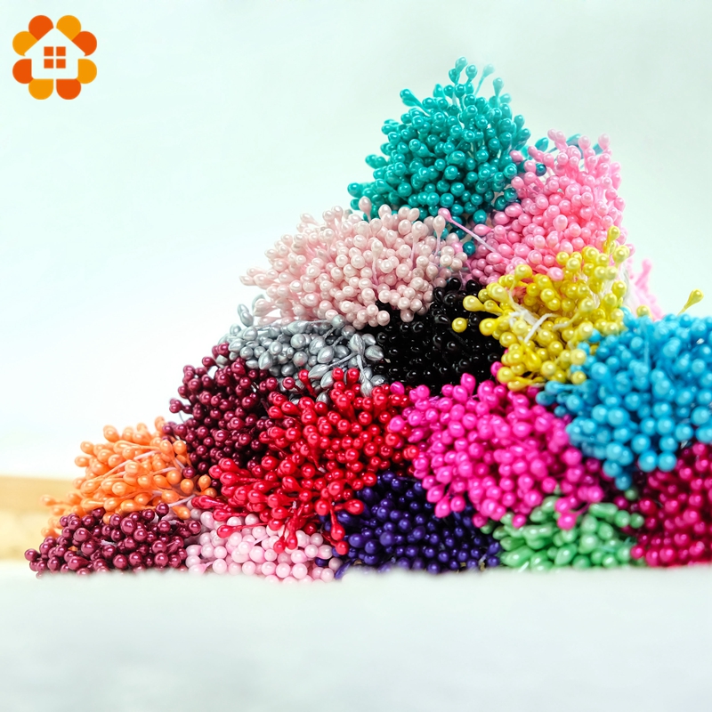 

150PCS Artificial Flower Double Heads Stamen Pearlized Craft Cards Cakes Decoration Floral for Home Wedding Party Decorations