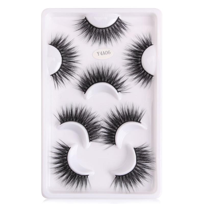 

4 Pairs 3D Mink False Eyelashes Fluffy Soft Eye Lashes Thick Long Natural Lashes Handmade Fake Eyelash Extension Makeup
